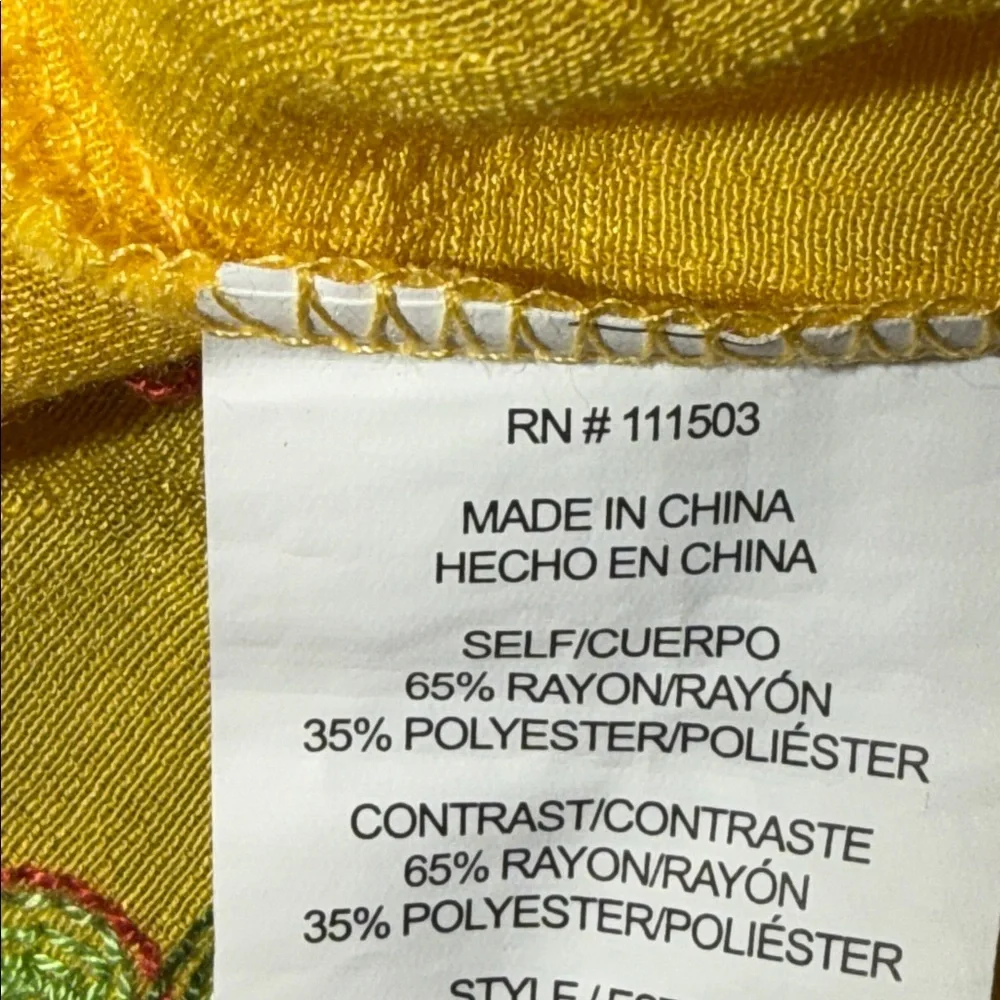 Anthropologie Fig & Flower Yellow Embroidered Floral Long Sleeve Top Size Medium - Picture 7 of 7